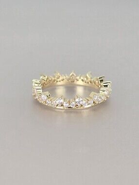 Gold Crystal Crown Band Ring